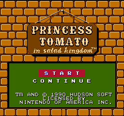 Princess Tomato in Salad Kingdom (USA) Title Screen